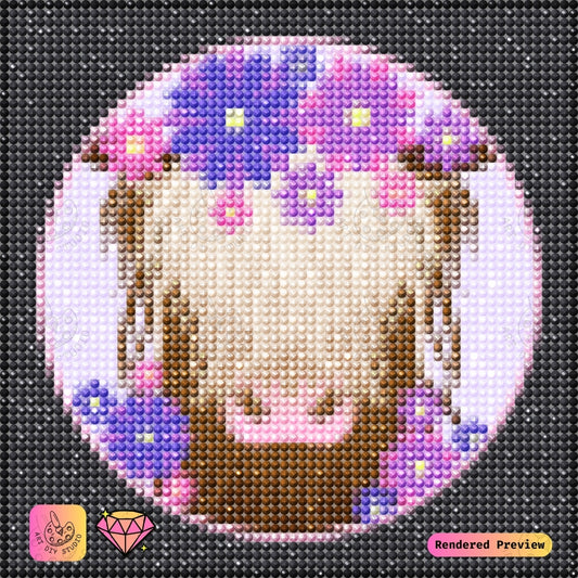 Artdiystudio Flower Crown Moo Diy Diamond Painting Kit A Whimsical Floral Delight 2