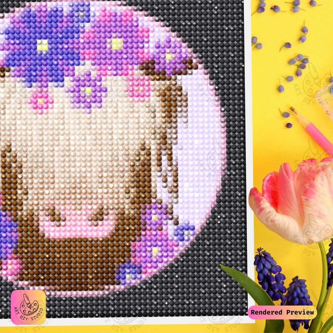 Artdiystudio Flower Crown Moo Diy Diamond Painting Kit A Whimsical Floral Delight 3