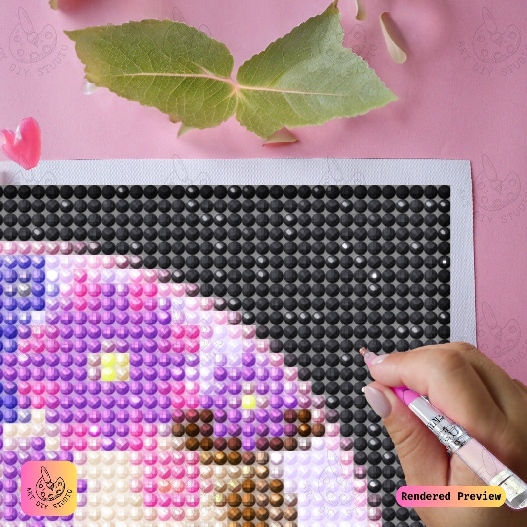Artdiystudio Flower Crown Moo Diy Diamond Painting Kit A Whimsical Floral Delight 4