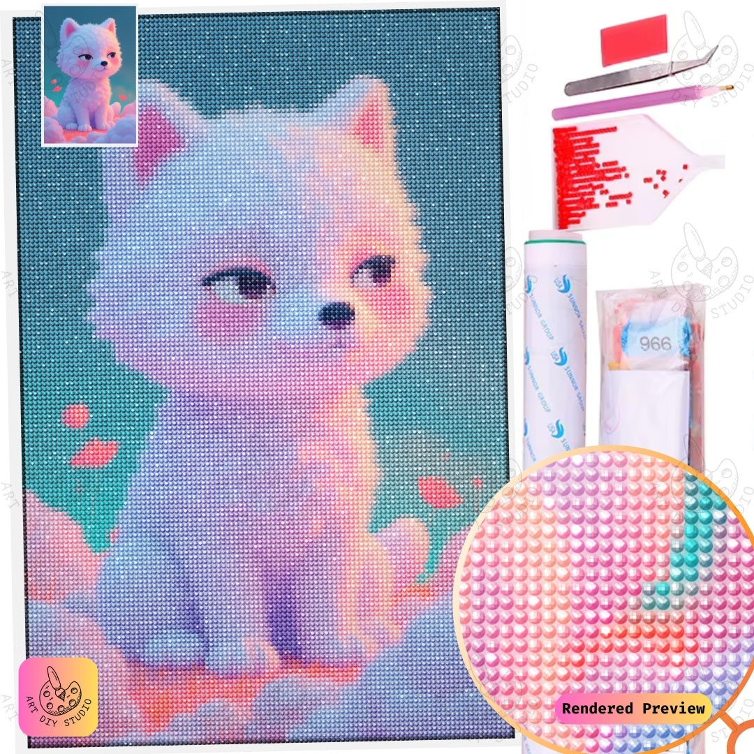 Artdiystudio Fluffy Cloud Companion Diy Diamond Painting Kit A Sweet And Dreamy Escape 5