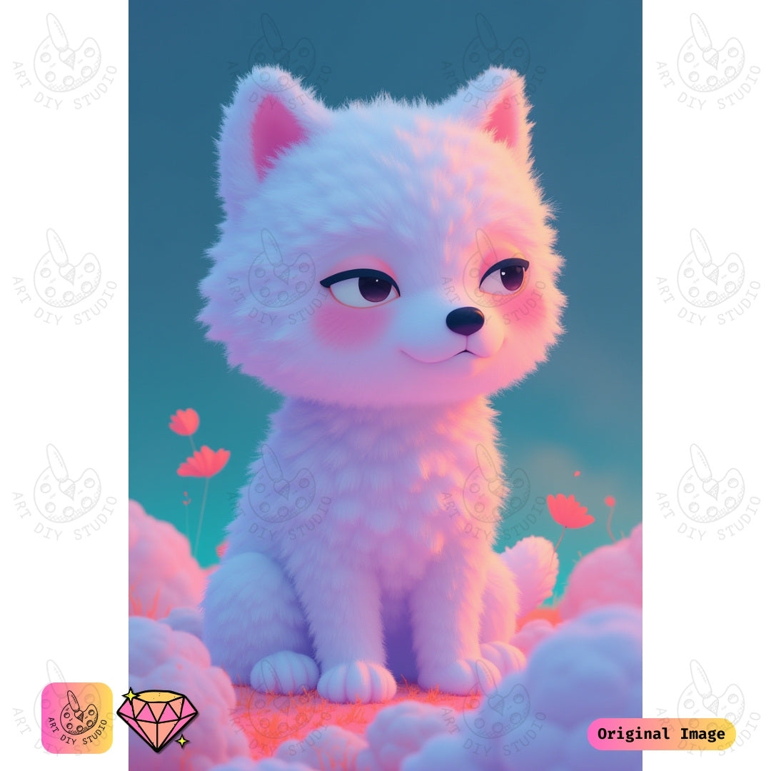 Artdiystudio Fluffy Cloud Companion Diy Diamond Painting Kit A Sweet And Dreamy Escape