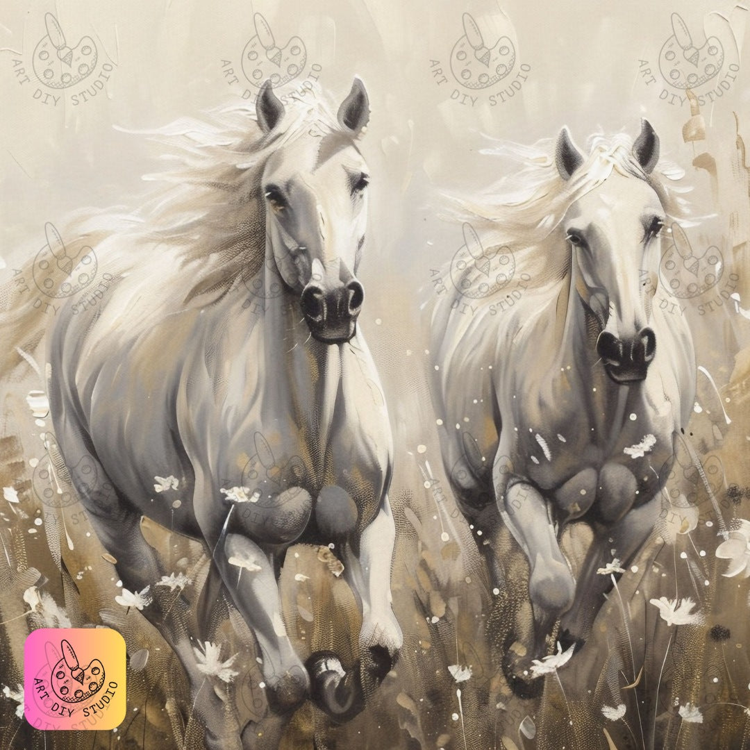 Artdiystudio Free Spirits In Bloom Diy Diamond Painting Kit Celebrate The Beauty Of Horses In Motion 8