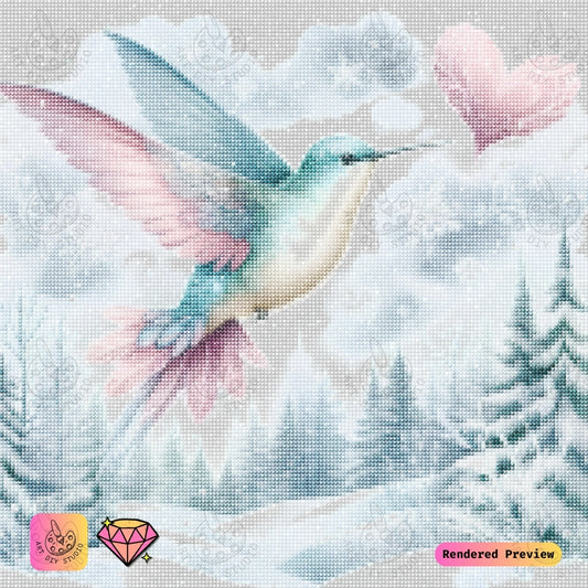 Artdiystudio Frosted Love Hummingbird Diy Diamond Painting Kit Winters Heart In Flight 2