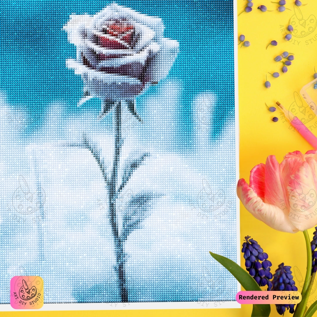 Artdiystudio Frosted Rose Elegance Diy Diamond Painting Kit A Symbol Of Beauty And Resilience 3