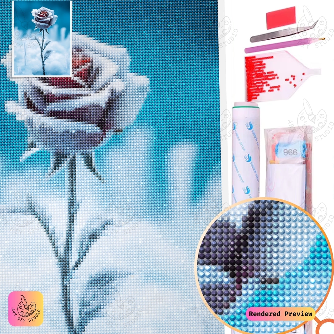 Artdiystudio Frosted Rose Elegance Diy Diamond Painting Kit A Symbol Of Beauty And Resilience 5