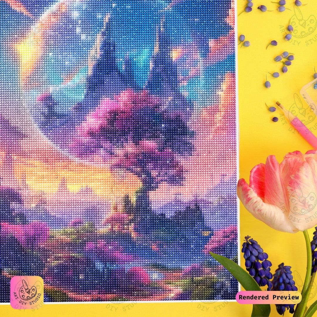 Artdiystudio Galactic Blossom Paradise Diy Diamond Painting Kit A Mystical Journey Through Cosmic Blossoms 3