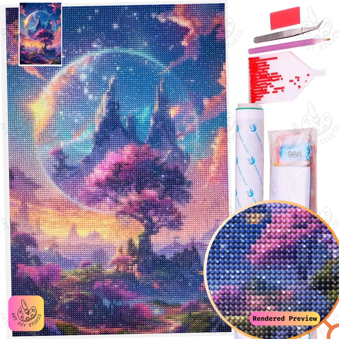 Artdiystudio Galactic Blossom Paradise Diy Diamond Painting Kit A Mystical Journey Through Cosmic Blossoms 5