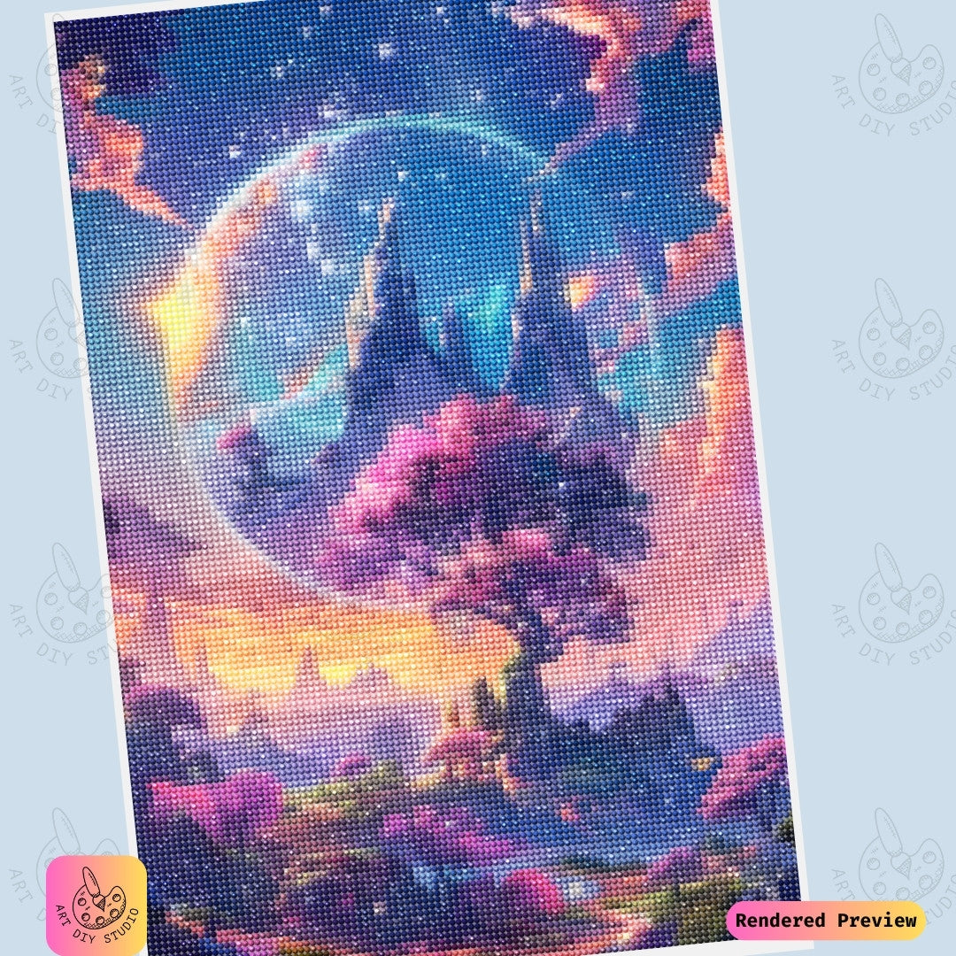 Artdiystudio Galactic Blossom Paradise Diy Diamond Painting Kit A Mystical Journey Through Cosmic Blossoms 6