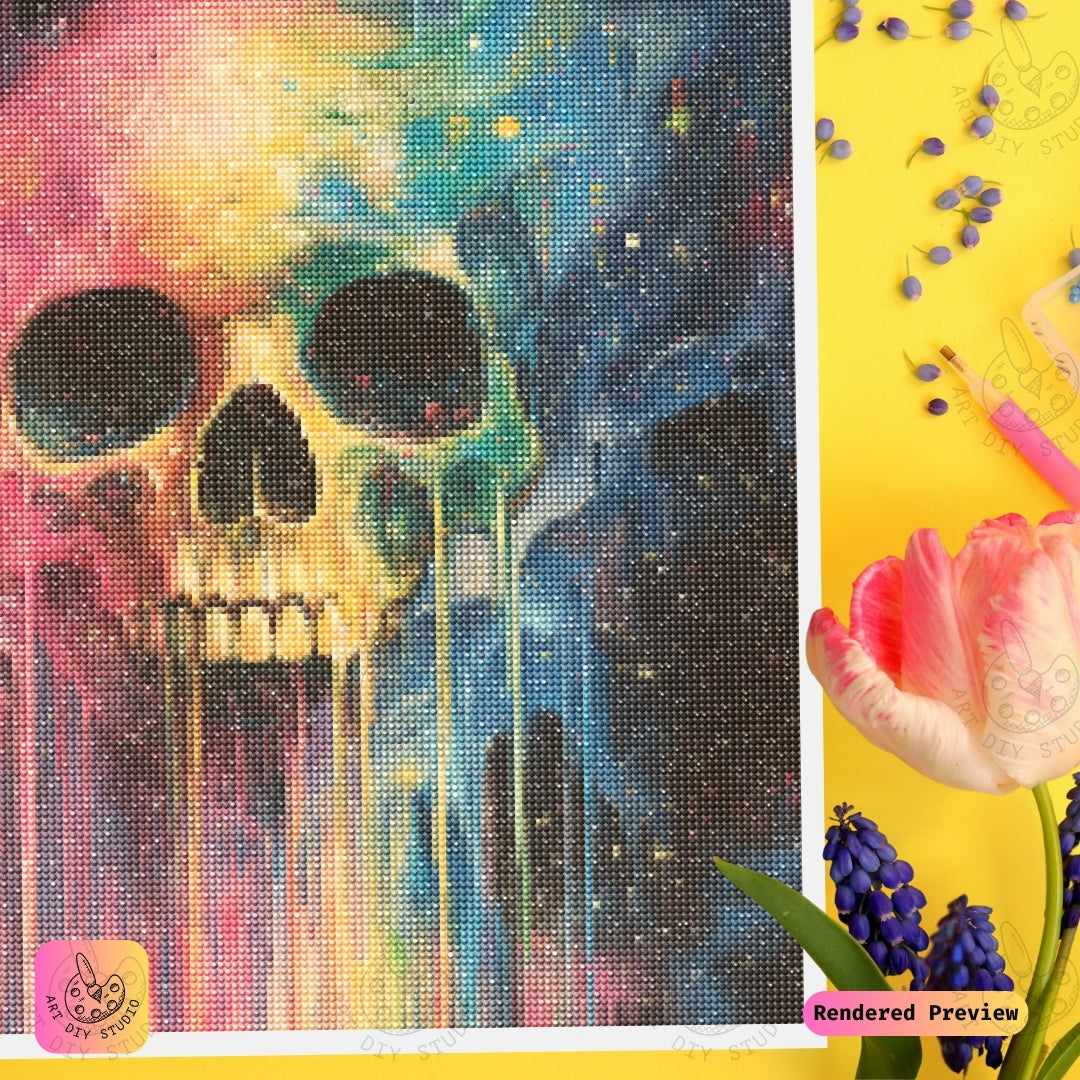 Artdiystudio Galactic Skull Burst Diy Diamond Painting Kit An Explosion Of Cosmic Creativity 3