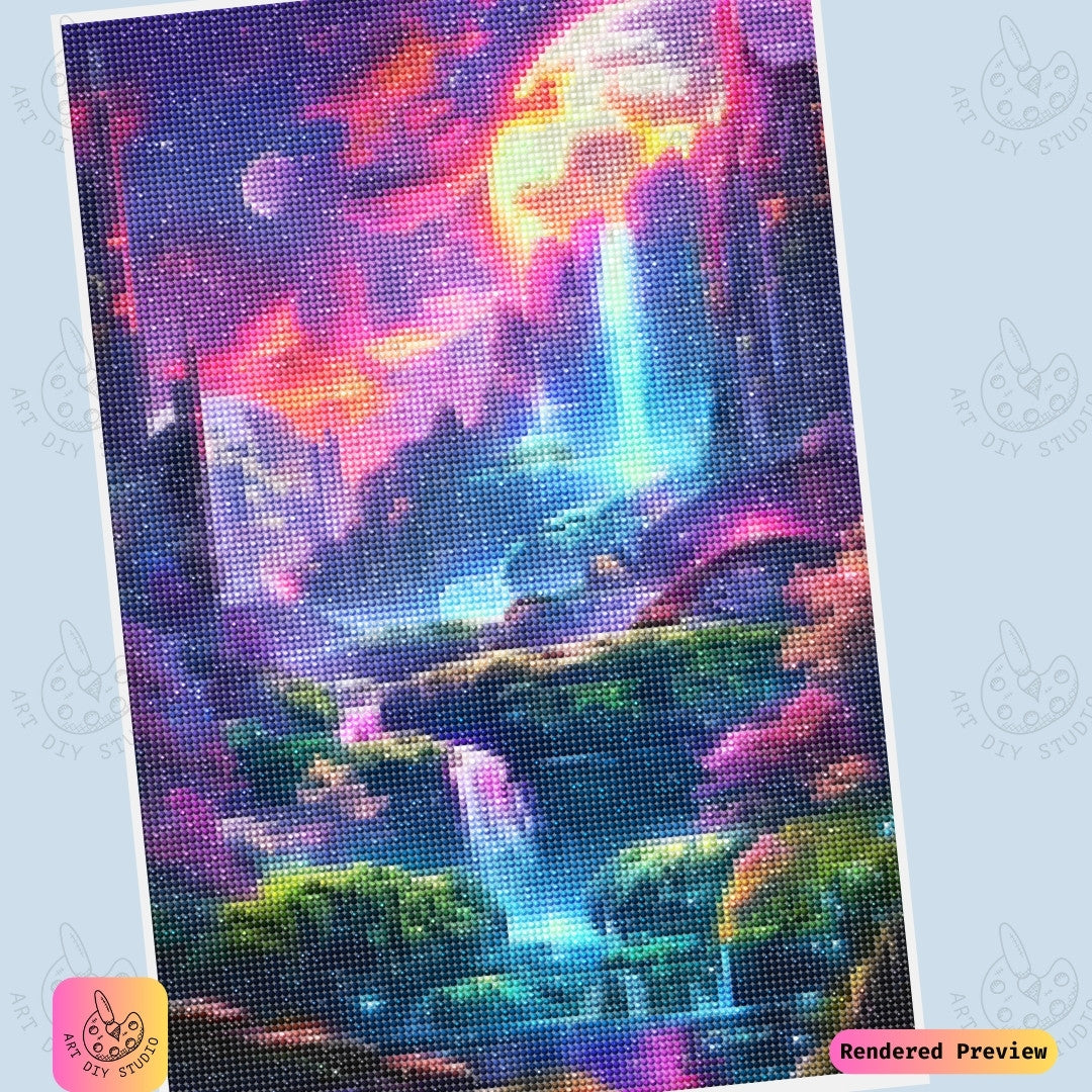 Artdiystudio Galactic Waterfall Realm Diy Diamond Painting Kit A Dreamlike Journey Through A Cosmic Landscape 6