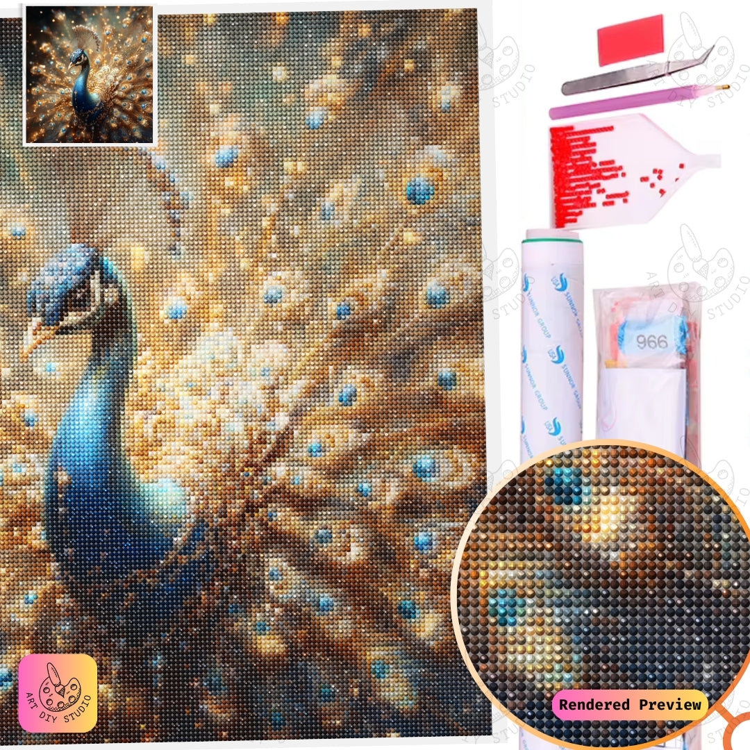 Artdiystudio Glittering Peacock Elegance Diy Diamond Painting Kit Shine With Radiance And Beauty 2