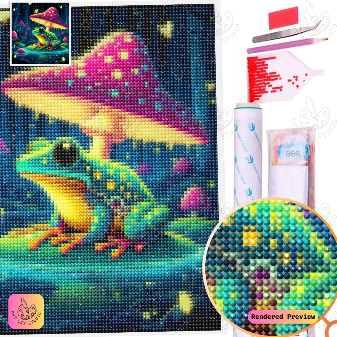 Artdiystudio Glowing Forest Frog Diy Diamond Painting Kit A Whimsical Enchanted Adventure 5