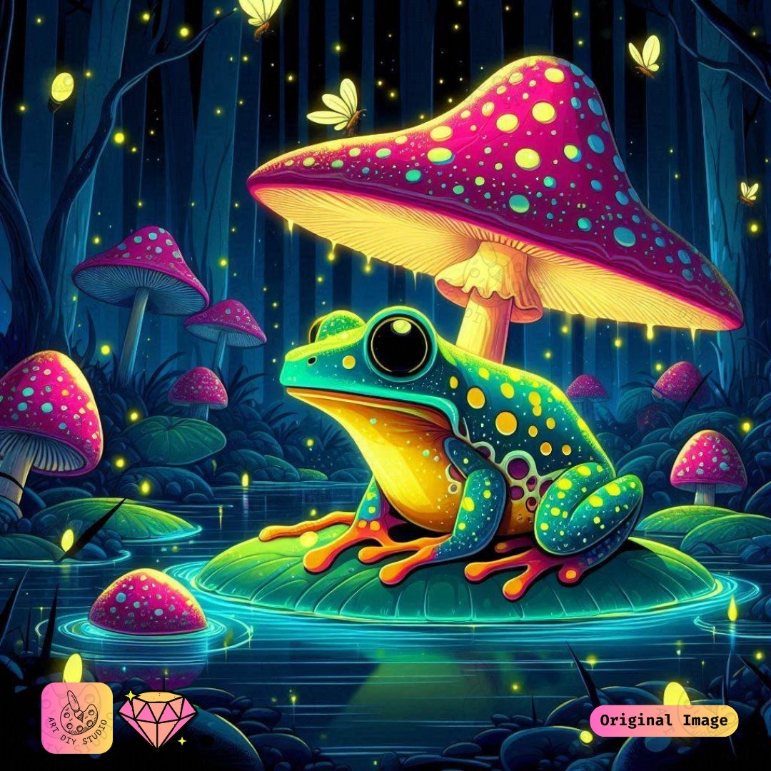 Artdiystudio Glowing Forest Frog Diy Diamond Painting Kit A Whimsical Enchanted Adventure