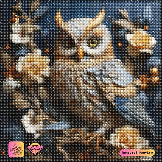 Artdiystudio Golden Bloom Owl Diy Diamond Painting Kit A Luxurious Nature Masterpiece 2