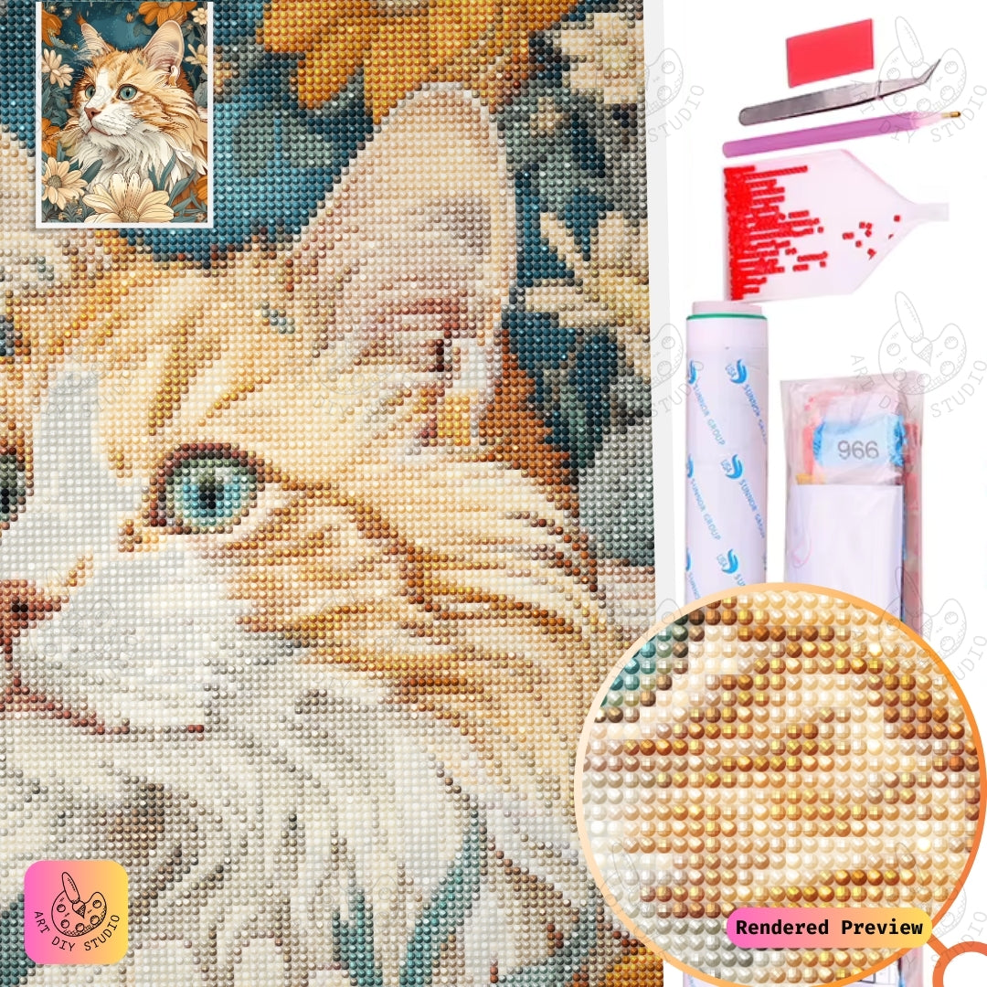 Artdiystudio Golden Feline Meadow Diy Diamond Painting Kit A Serene Artistic Masterpiece 5