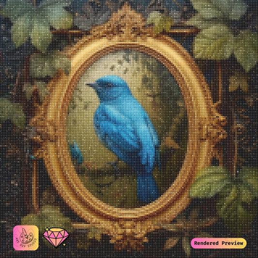 Artdiystudio Golden Frame Bluebird Diy Diamond Painting Kit A Harmony Of Elegance And Nature 5