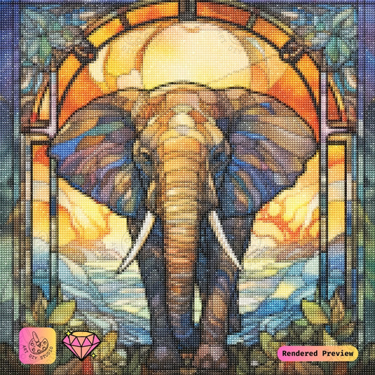 Artdiystudio Golden Glow Stained Glass Elephant Diy Diamond Painting Kit A Majestic Harmony In Art 2