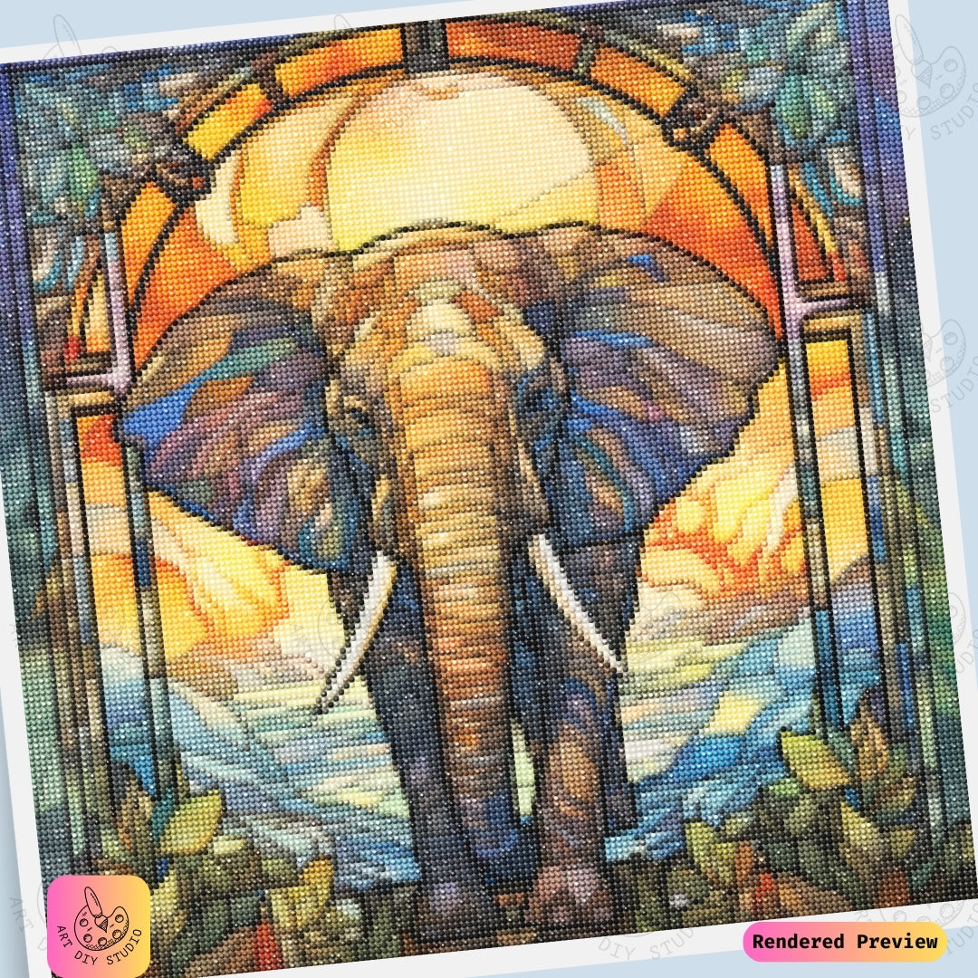 Artdiystudio Golden Glow Stained Glass Elephant Diy Diamond Painting Kit A Majestic Harmony In Art 6