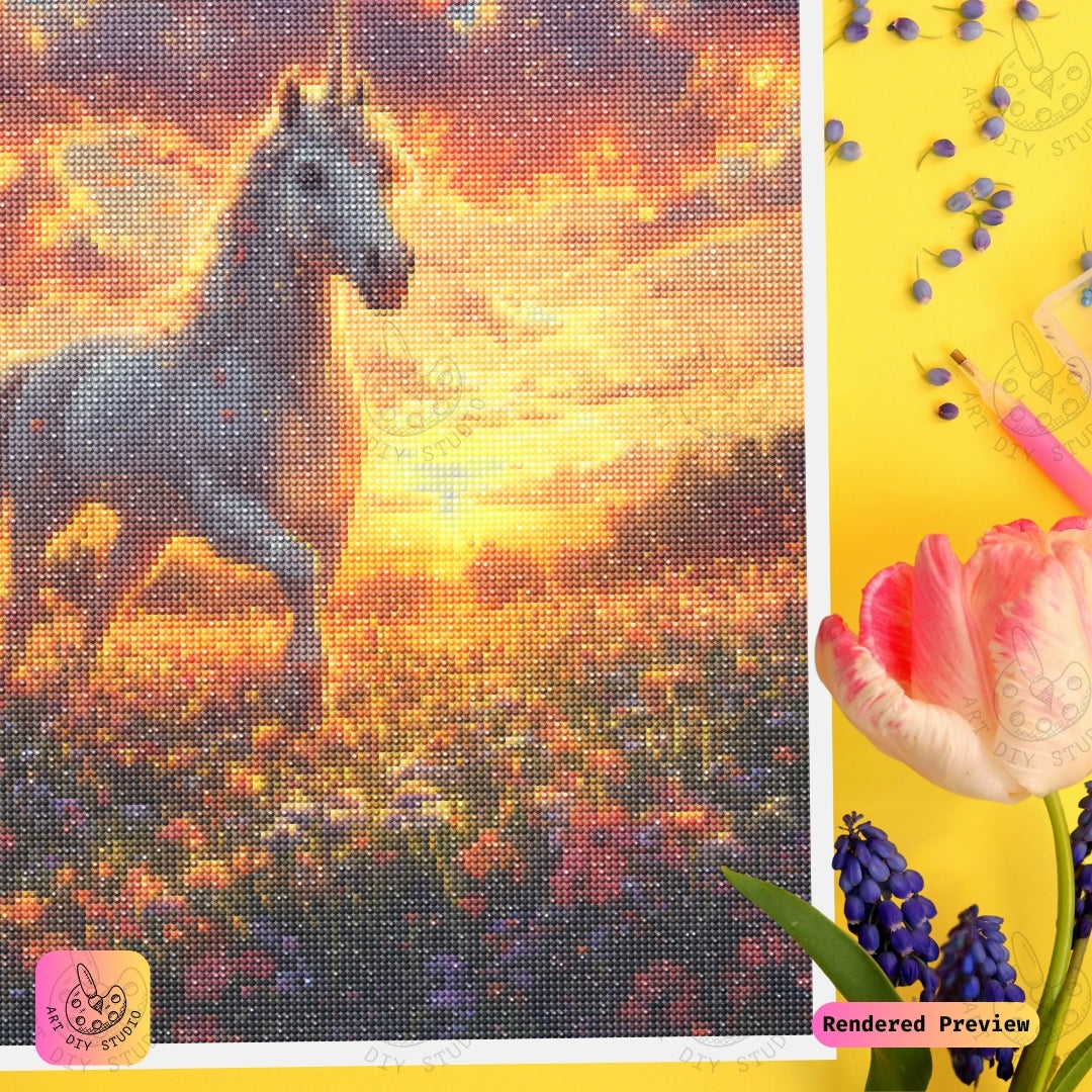 Artdiystudio Golden Hour Unicorn Diy Diamond Painting Kit A Majestic Fantasy Creation 3