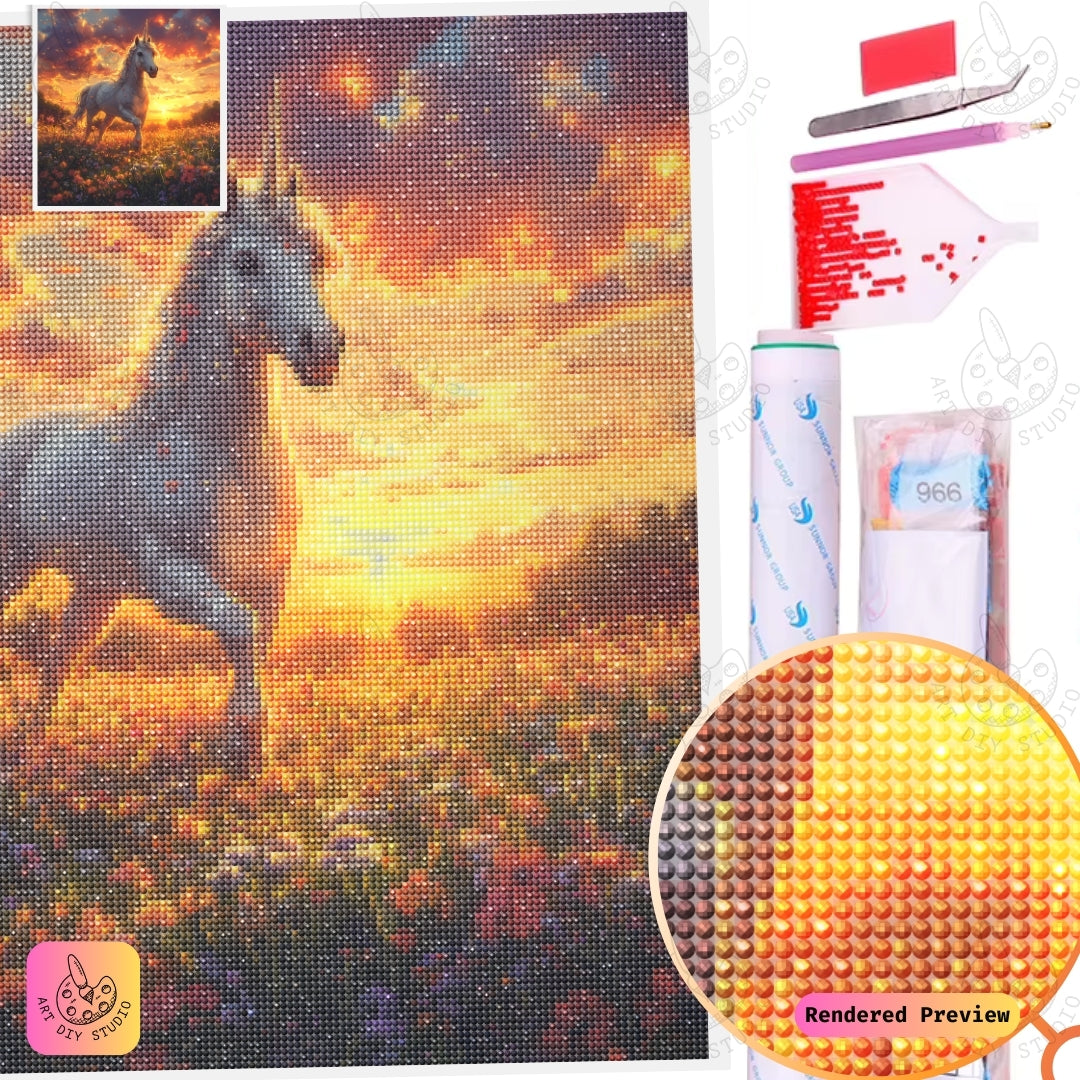 Artdiystudio Golden Hour Unicorn Diy Diamond Painting Kit A Majestic Fantasy Creation 5