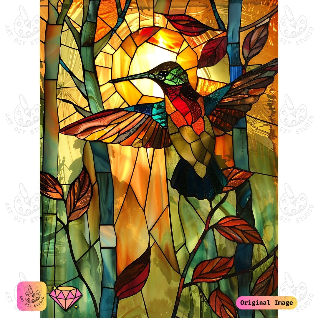 Artdiystudio Golden Hummingbird Diy Diamond Painting Kit A Warm Embrace Of Natures Beauty
