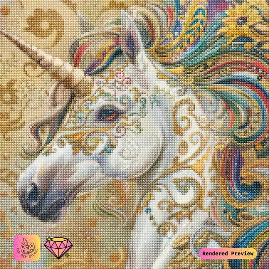 Artdiystudio Golden Majesty Unicorn Diy Diamond Painting Kit A Masterpiece Of Elegance 2