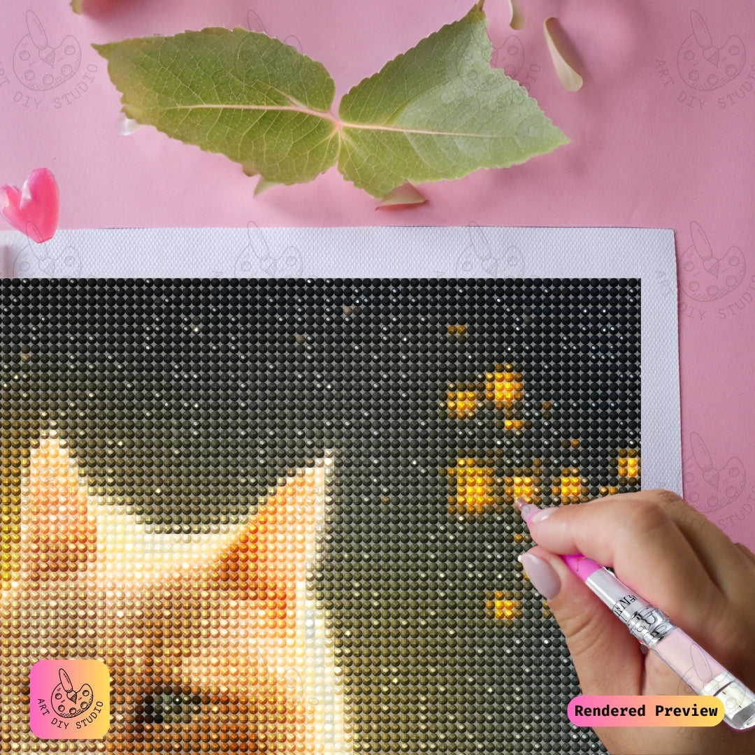 Artdiystudio Golden Paws In Bloom Diy Diamond Painting Kit A Feline Dream Amidst Blossoms 4