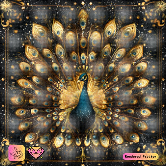 Artdiystudio Golden Peacock Glory Diy Diamond Painting Kit A Bold Masterpiece Of Elegance 5