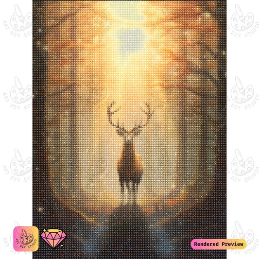 Artdiystudio Golden Stags Blessing Diy Diamond Painting Kit A Mystical Journey Through The Forest 5