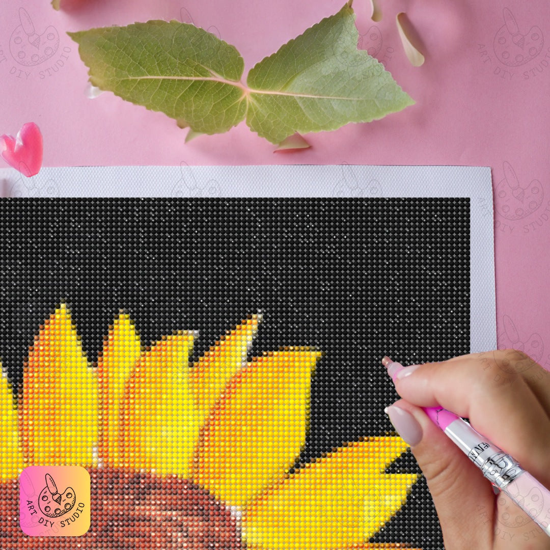 Artdiystudio Golden Sunburst Bloom Diy Diamond Painting Kit Brighten Your World 5
