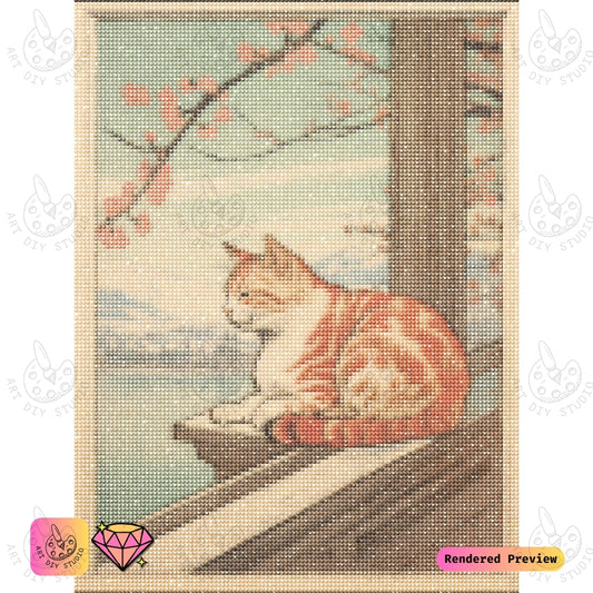 Artdiystudio Golden Whiskers In Bloom Diy Diamond Painting Kit A Serene Cat In Spring 2