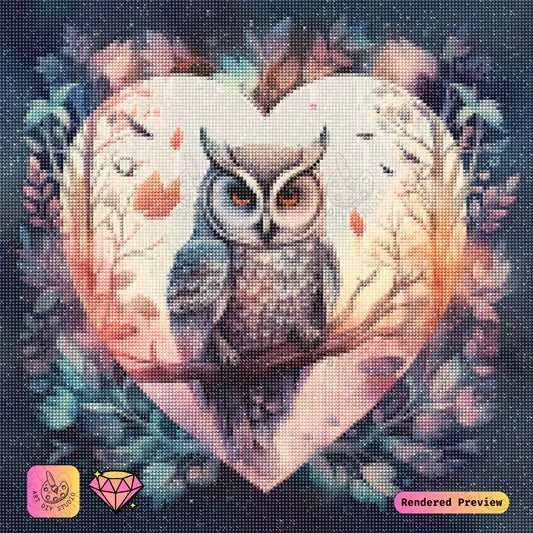 Artdiystudio Heart Of The Forest Owl Diy Diamond Painting Kit A Whimsical Romantic Scene 2