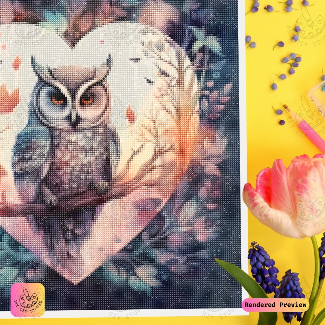 Artdiystudio Heart Of The Forest Owl Diy Diamond Painting Kit A Whimsical Romantic Scene 3