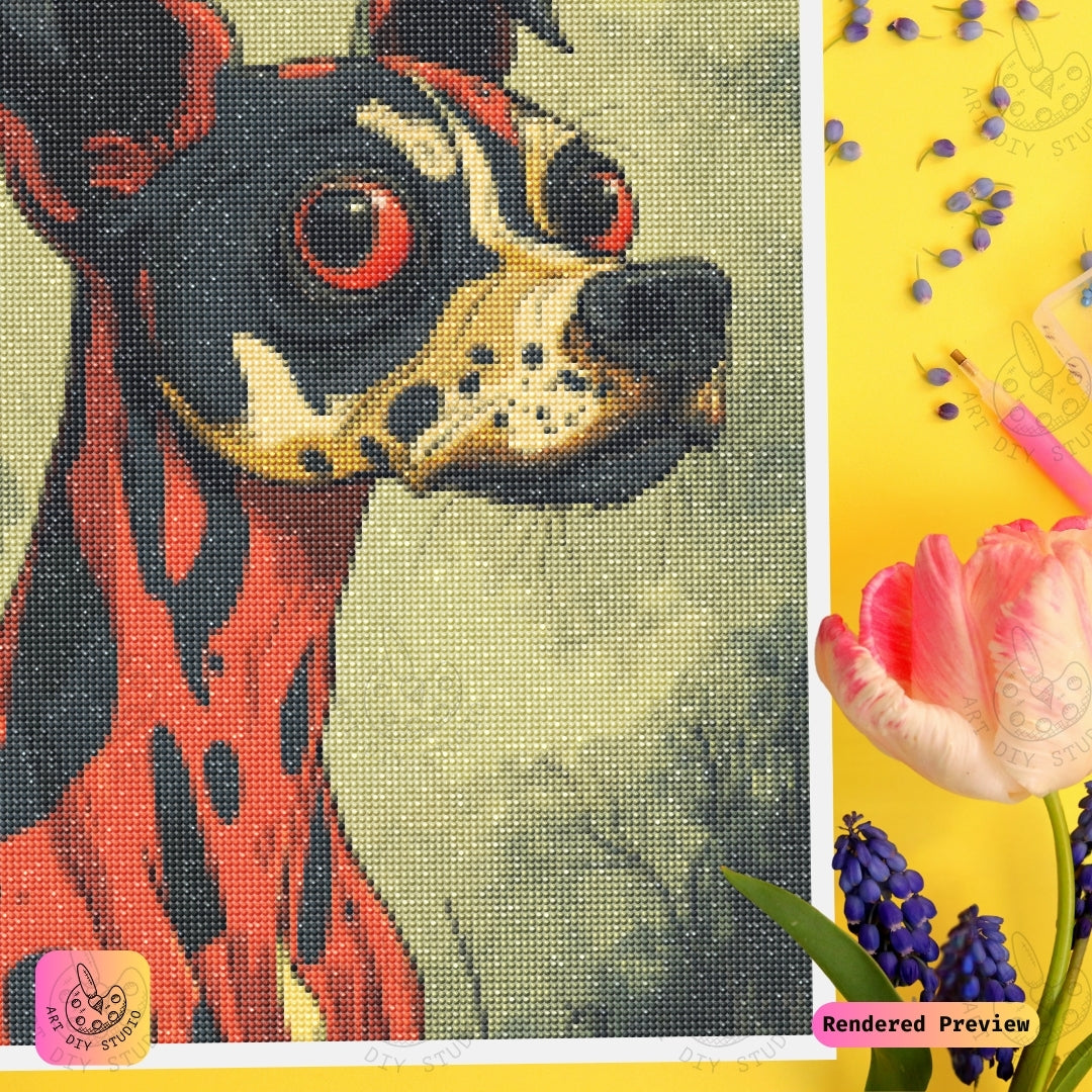 Artdiystudio Hellhound Gaze Diy Diamond Painting Kit A Fiery Fierce Craft 4