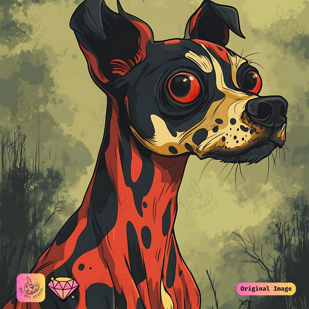 Artdiystudio Hellhound Gaze Diy Diamond Painting Kit A Fiery Fierce Craft 6