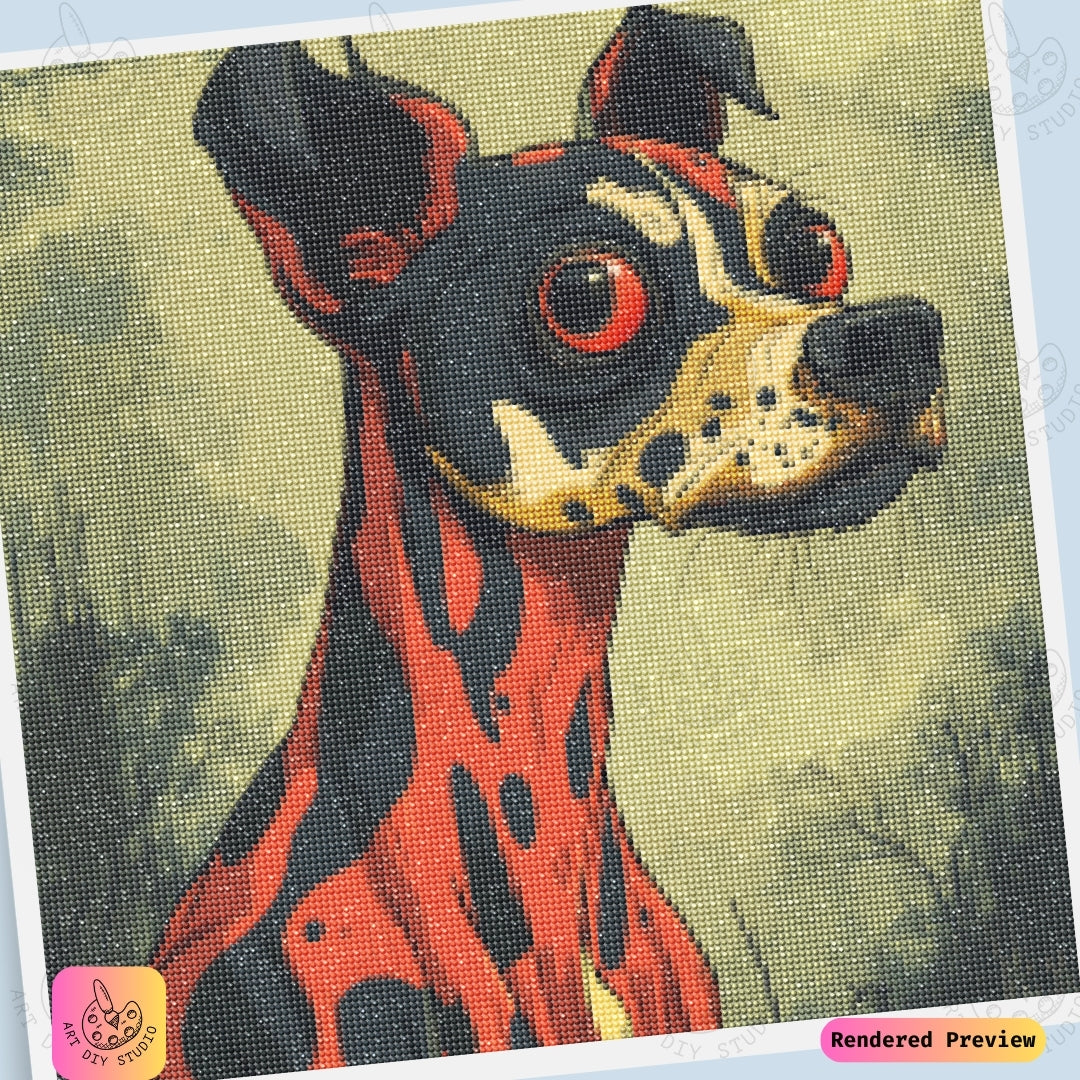 Artdiystudio Hellhound Gaze Diy Diamond Painting Kit A Fiery Fierce Craft