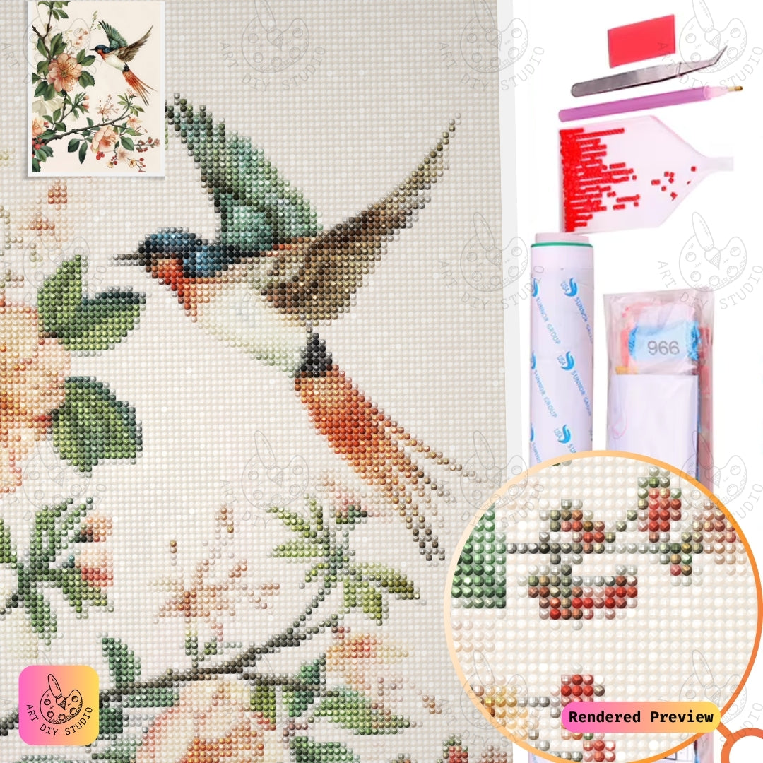 Artdiystudio Hummingbird And Blossoms Harmony Diy Diamond Painting Kit A Celebration Of Natures Elegance 2