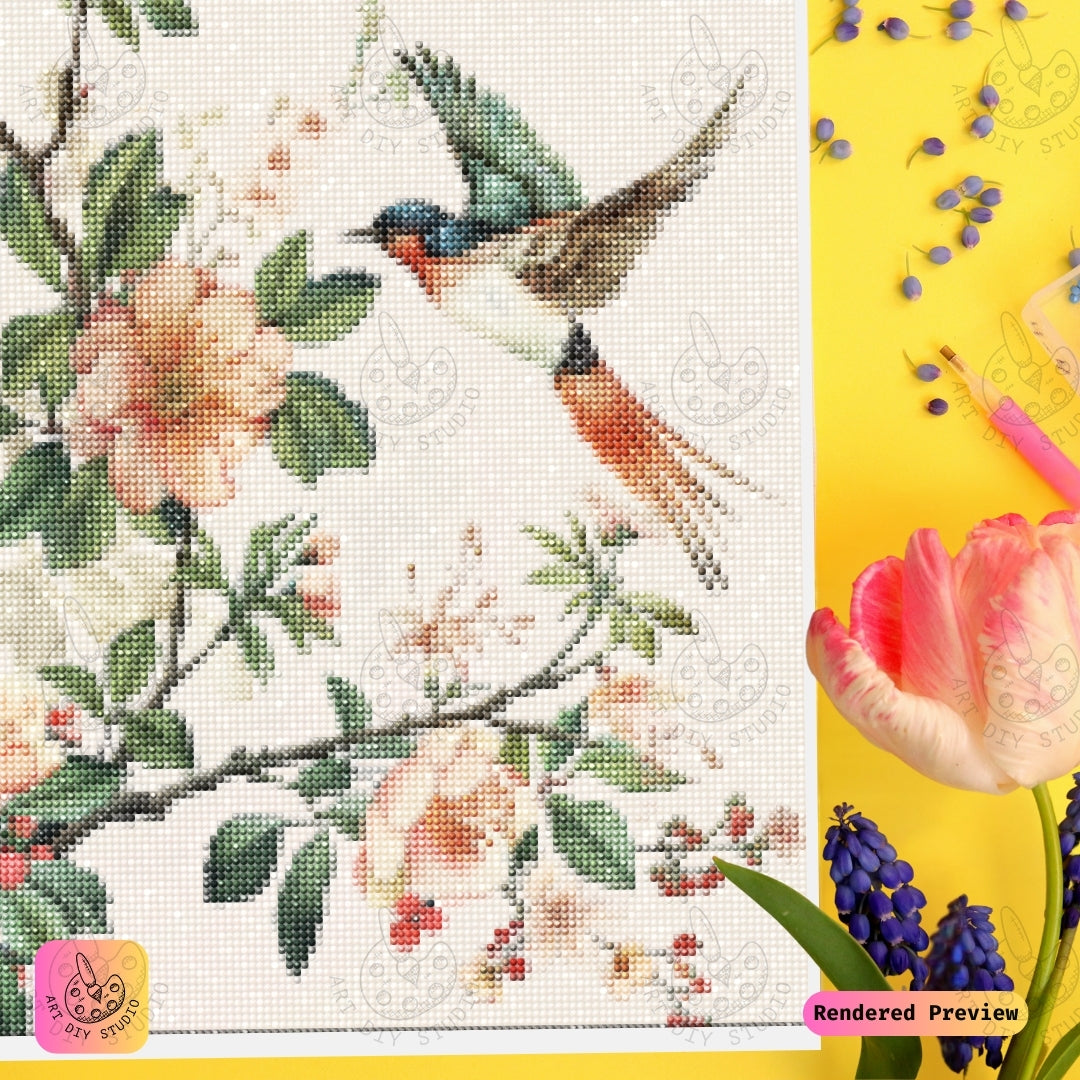 Artdiystudio Hummingbird And Blossoms Harmony Diy Diamond Painting Kit A Celebration Of Natures Elegance 4