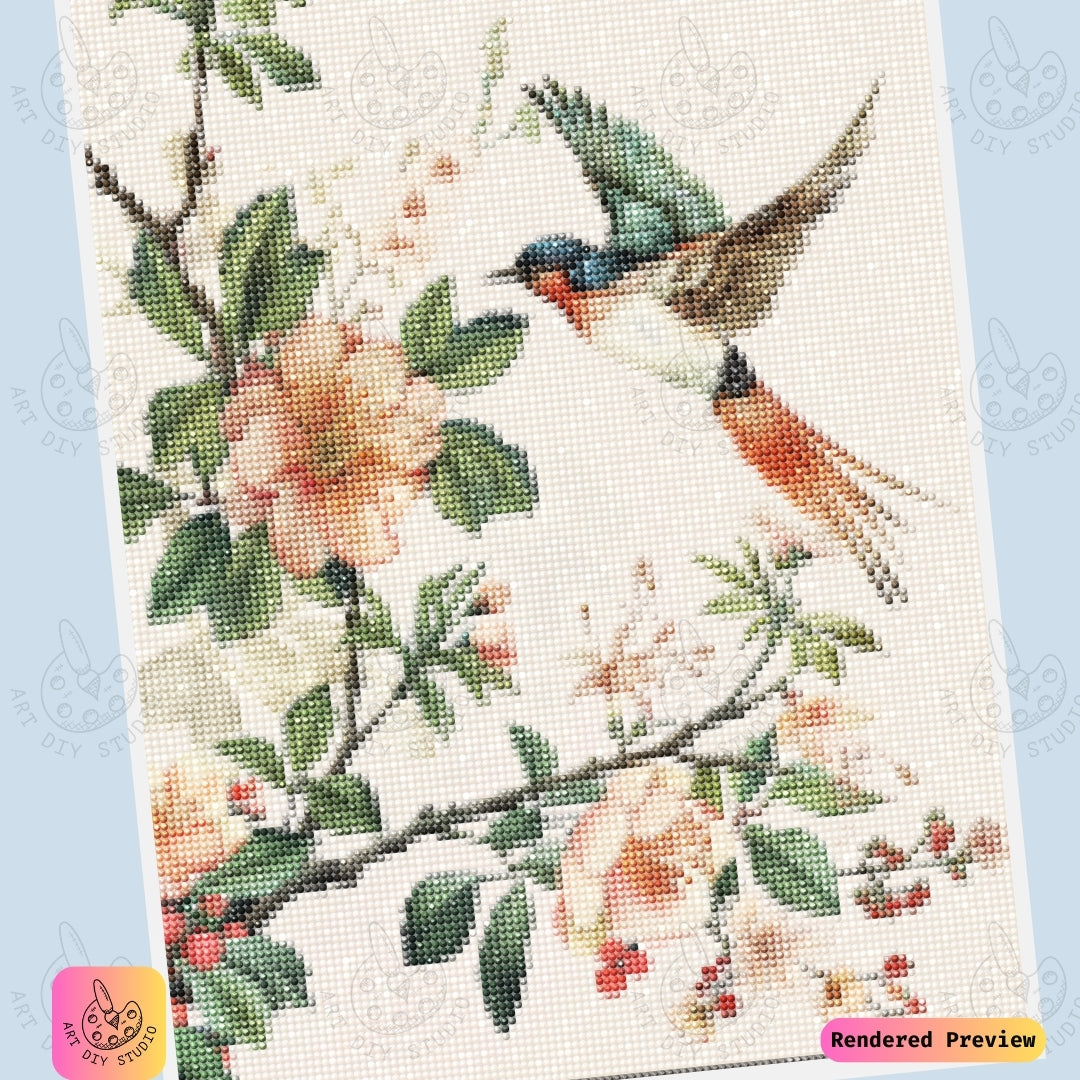 Artdiystudio Hummingbird And Blossoms Harmony Diy Diamond Painting Kit A Celebration Of Natures Elegance