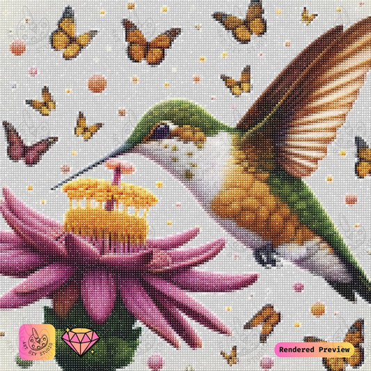 Artdiystudio Hummingbird Blossom Diy Diamond Painting Kit Natures Grace In Flight 2