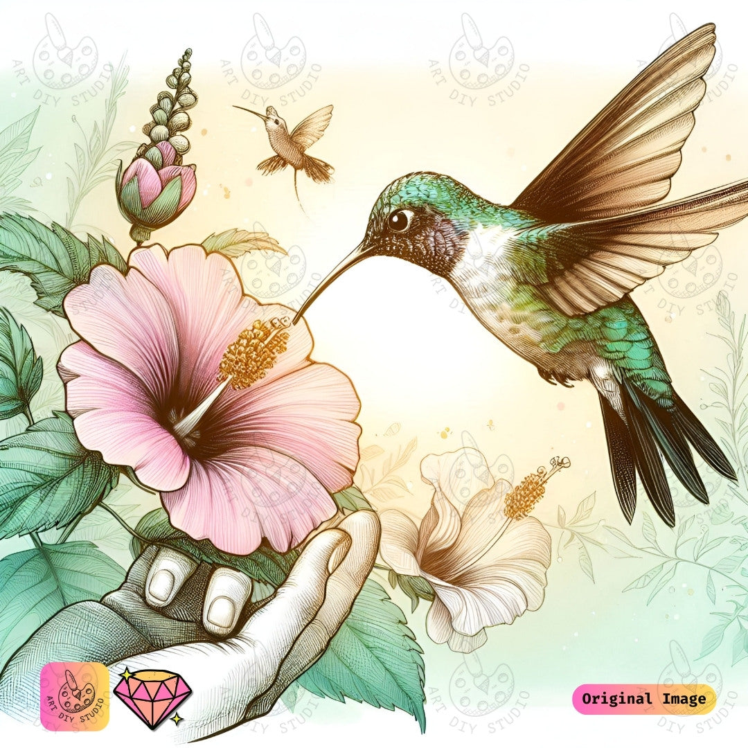 Artdiystudio Hummingbird Serenity Diy Diamond Painting Kit Natures Delicate Beauty