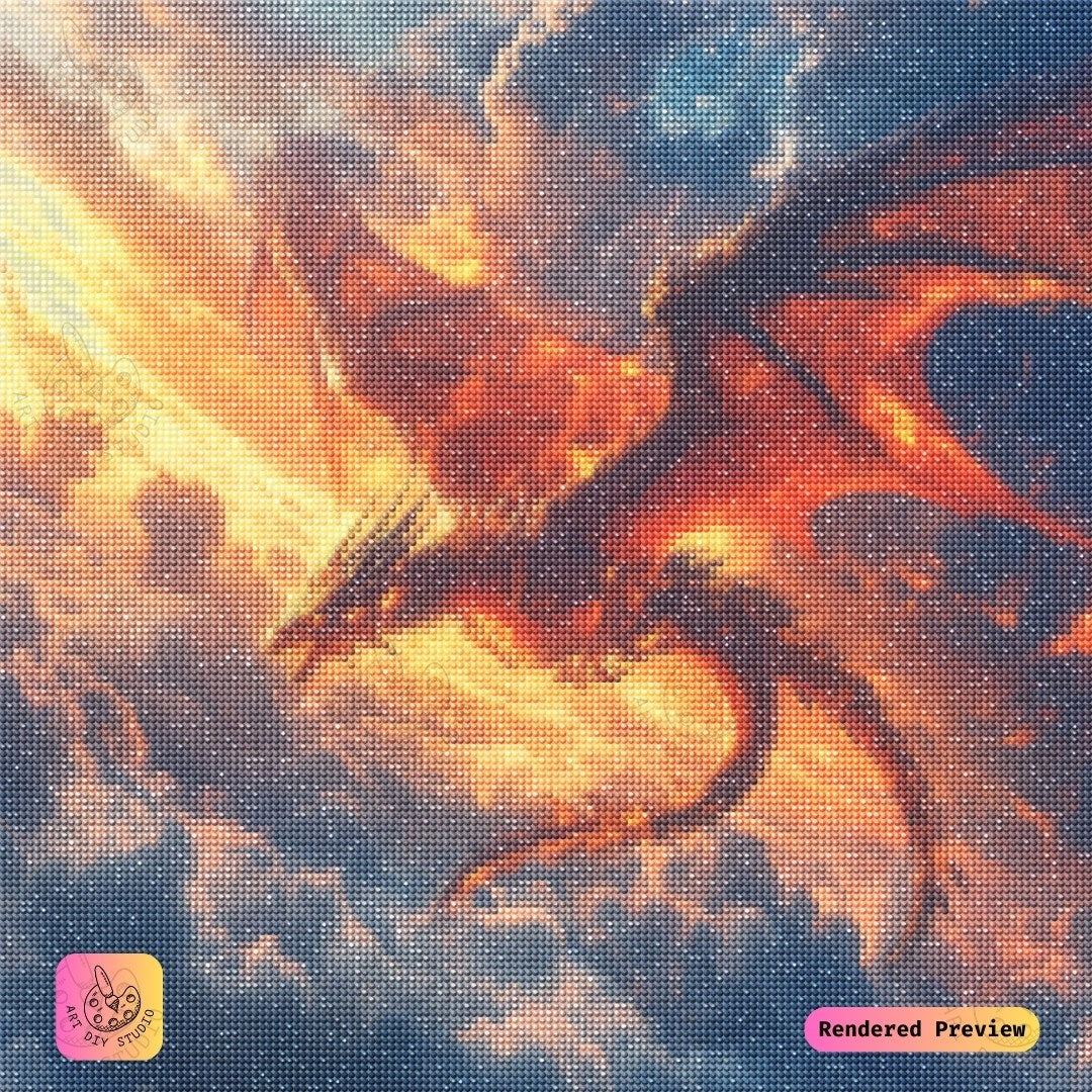 Artdiystudio Inferno Sky Guardian Diy Diamond Painting Kit A Blaze Of Mythical Majesty 2