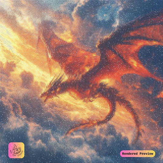 Artdiystudio Inferno Sky Guardian Diy Diamond Painting Kit A Blaze Of Mythical Majesty 2