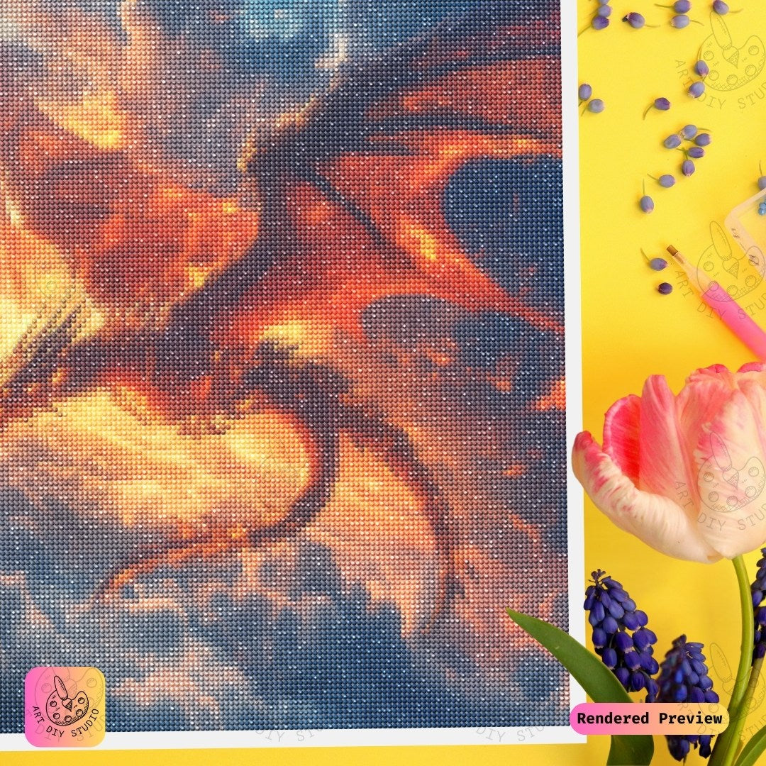 Artdiystudio Inferno Sky Guardian Diy Diamond Painting Kit A Blaze Of Mythical Majesty 3