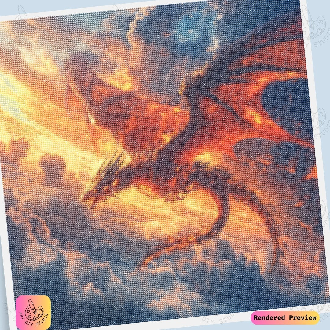 Artdiystudio Inferno Sky Guardian Diy Diamond Painting Kit A Blaze Of Mythical Majesty 6