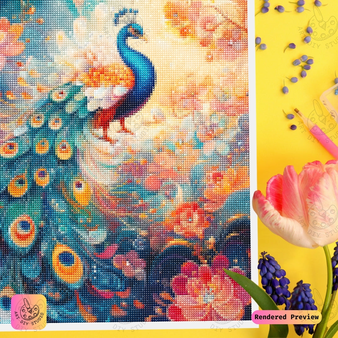 Artdiystudio Joyful Peacock Bloom Diy Diamond Painting Kit Craft Your Colorful Masterpiece 4