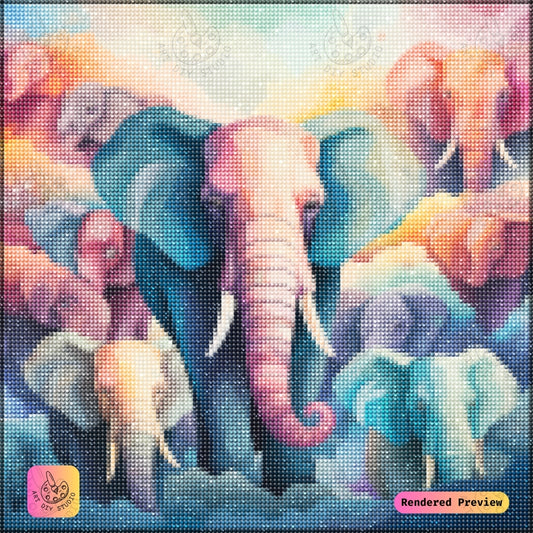 Artdiystudio Kaleidoscope Elephant Herd Diy Diamond Painting Kit A Vibrant Journey In Creativity 2