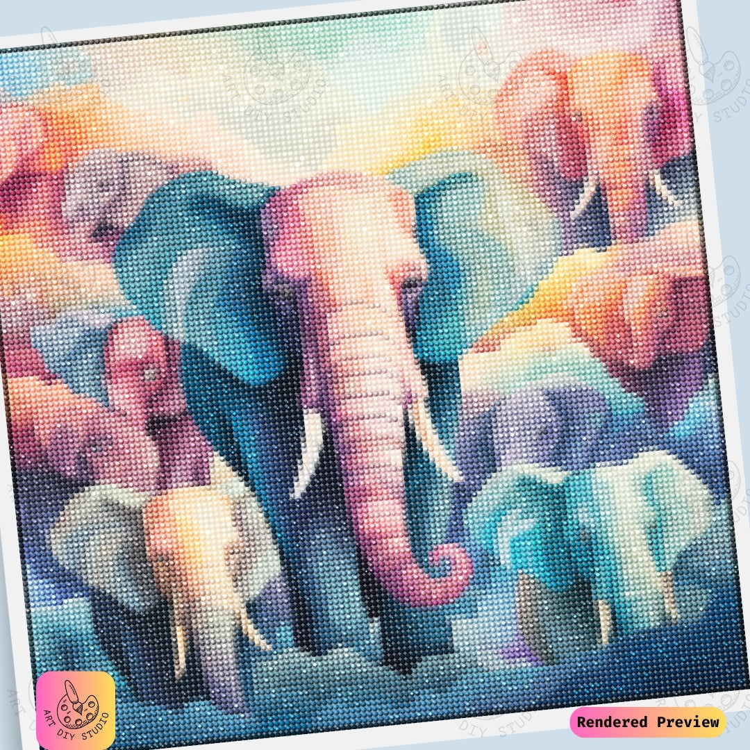 Artdiystudio Kaleidoscope Elephant Herd Diy Diamond Painting Kit A Vibrant Journey In Creativity 6