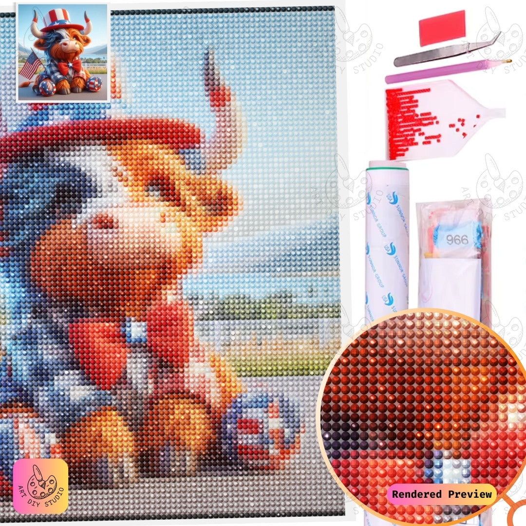 Artdiystudio Liberty Moo Charm Diy Diamond Painting Kit A Heartwarming Patriotic Masterpiece 5