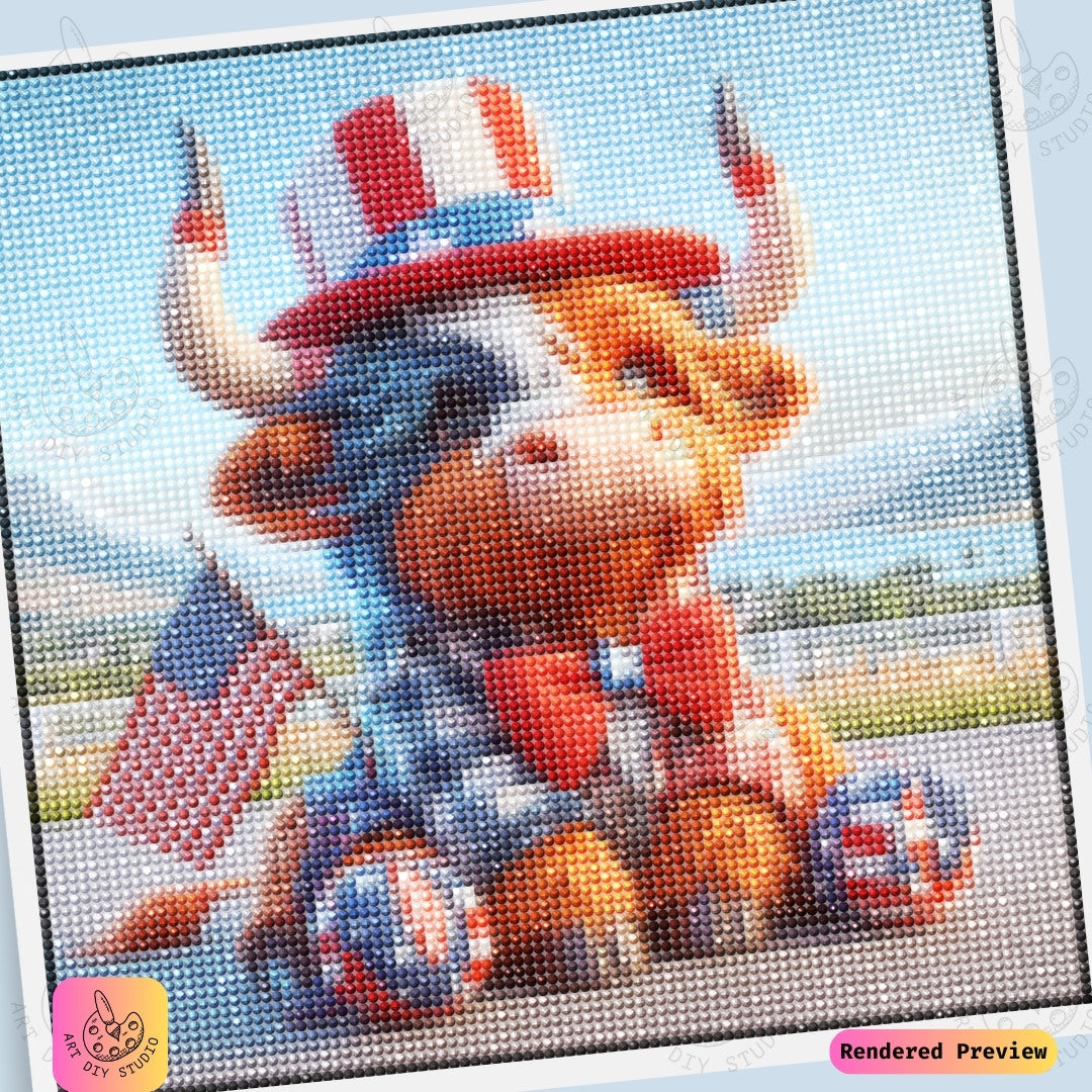 Artdiystudio Liberty Moo Charm Diy Diamond Painting Kit A Heartwarming Patriotic Masterpiece 6